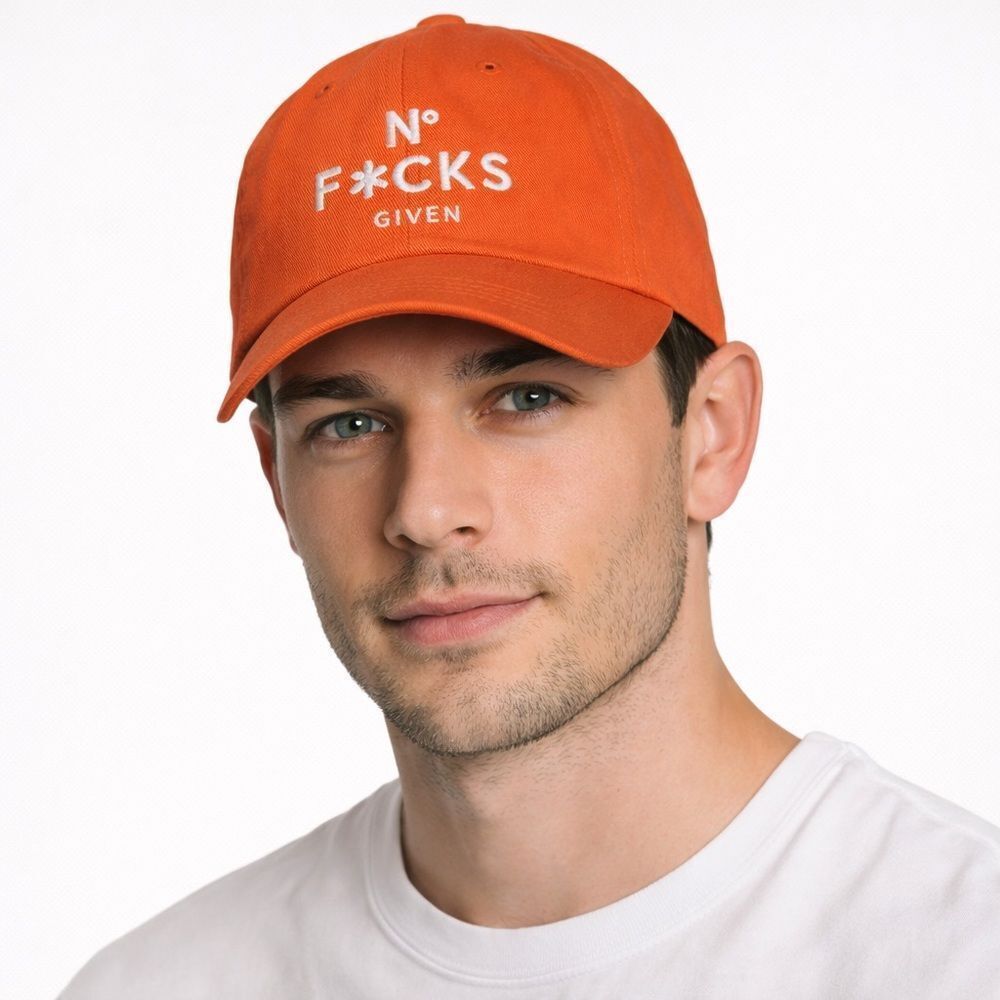 Field Grade Embroidered 'No F*cks Given' Orange Baseball Cap